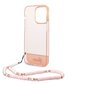 Guess PC/TPU Camera Outline Translucent Case with Strap for iPhone 14 Pro Pink цена и информация | Telefonu vāciņi, maciņi | 220.lv