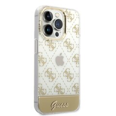 Guess PC/TPU Peony Glitter Script Logo Case for iPhone 14 Pro Gold cena un informācija | Telefonu vāciņi, maciņi | 220.lv