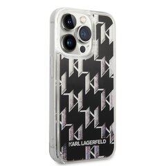 Karl Lagerfeld Monogram Liquid Glitter Case for iPhone 14 Pro Black cena un informācija | Telefonu vāciņi, maciņi | 220.lv