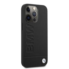 BMW Leather Hot Stamp Case for iPhone 14 Pro Black cena un informācija | Telefonu vāciņi, maciņi | 220.lv