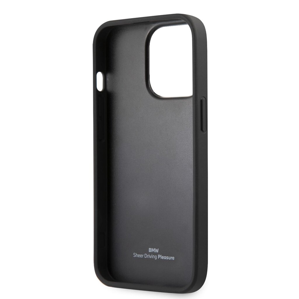 BMW Leather Hot Stamp Case for iPhone 14 Pro Black cena un informācija | Telefonu vāciņi, maciņi | 220.lv