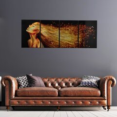 Ar rokām veidots metāla gleznas poliptihs Gold Dust 160x60 cm цена и информация | Картины | 220.lv