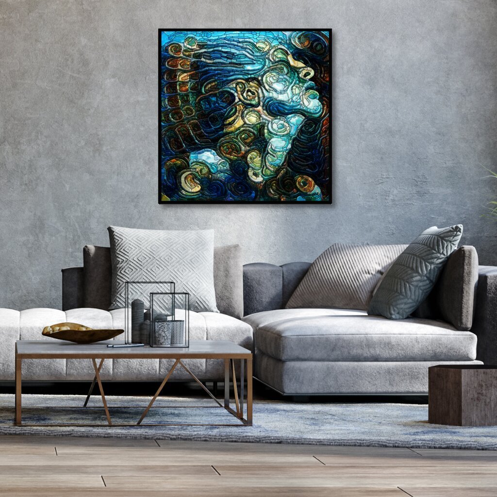 Ar rokām veidota metāla glezna Mermaid 90x90 cm цена и информация | Gleznas | 220.lv