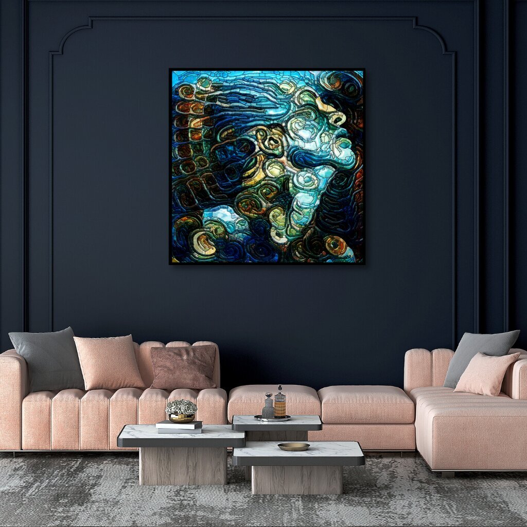 Ar rokām veidota metāla glezna Mermaid 90x90 cm цена и информация | Gleznas | 220.lv