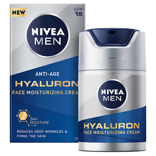 Nivea Men Hyaluron SPF 15 (Mitrinošs sejas krēms) 50 ml cena un informācija | Sejas krēmi | 220.lv