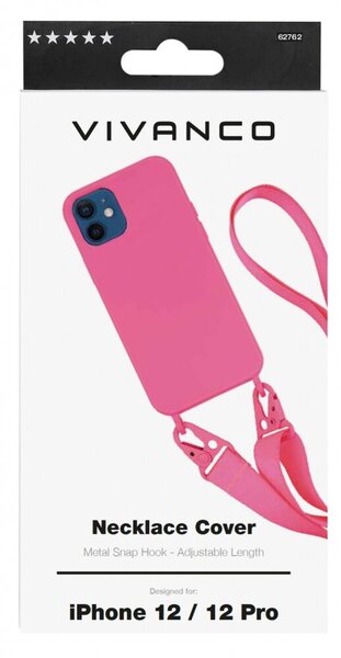 Aizsargapvalks VIVANCO Silicone Protective Cover with Carabiner and Neck Strap for iPhone 12, iPhone 12 Pro cena