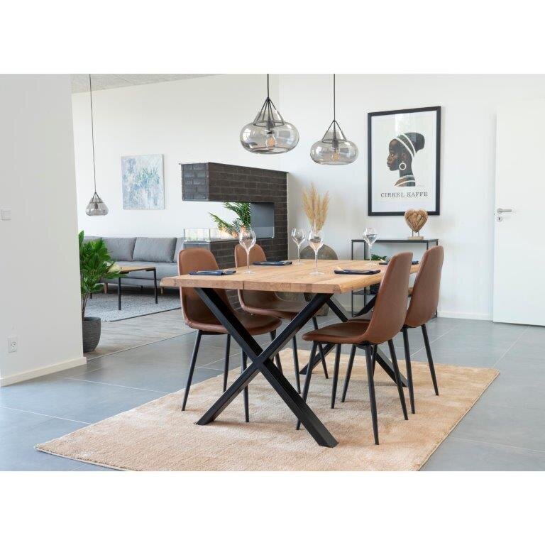 Pusdienu galds Toulon, 140x95 cm, brūns/melns cena un informācija | Virtuves galdi, ēdamgaldi | 220.lv