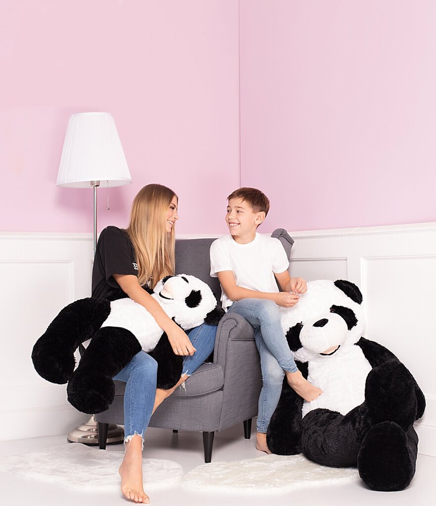 Liela Plīša Panda Pado 130 cm, Pelēka, Mīkstā Rotaļlieta cena un informācija | Mīkstās (plīša) rotaļlietas | 220.lv