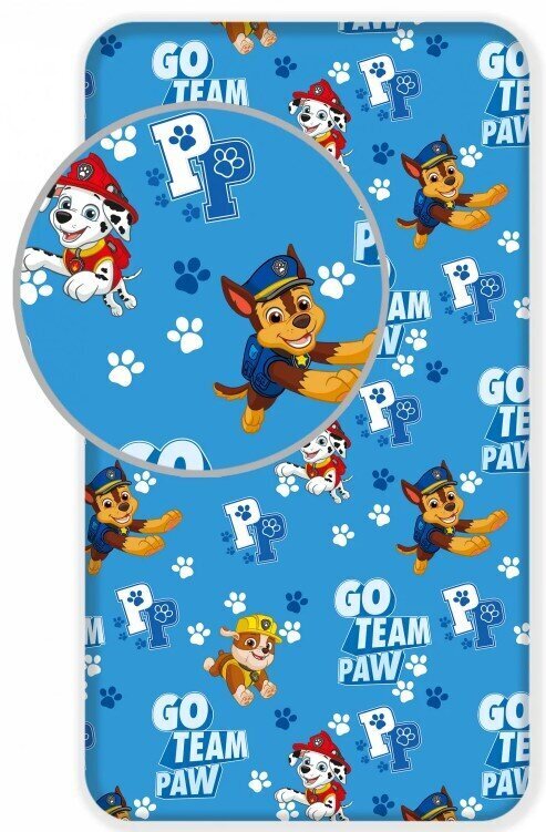 Palags ar gumiju Paw Patrol, 90x200cm cena un informācija | Palagi | 220.lv