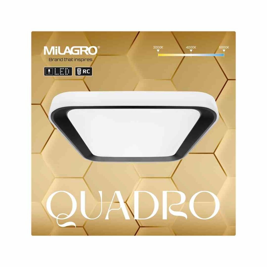 Milagro griestu lampa Quadro Black цена и информация | Griestu lampas | 220.lv