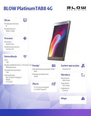 Tablet PlatinumTAB8 4G planšetdators cena un informācija | Blow Datortehnika | 220.lv