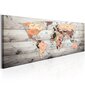 Glezna - World Maps: Wooden Travels 135x45 cm cena un informācija | Gleznas | 220.lv