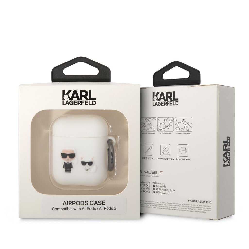 Karl Lagerfeld and Choupette Silicone Case for Airpods 1/2 White cena un informācija | Austiņas | 220.lv