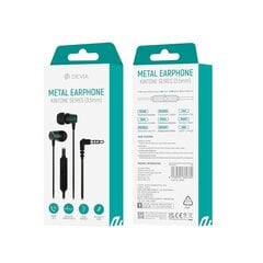 Devia wired earphones Kintone Metal jack 3,5 мм green цена и информация | Наушники | 220.lv