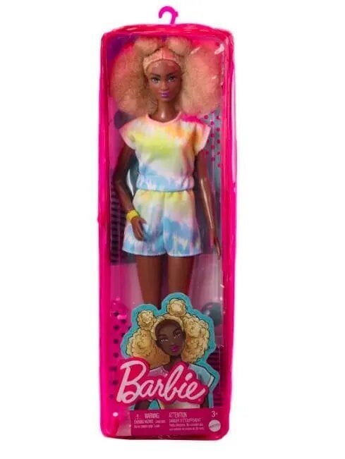 Lelle Mattel - Barbie Fashionistas Blonde Doll Afro With Side Puffs And Tie-Dye Romper / from Assort cena un informācija | Rotaļlietas meitenēm | 220.lv