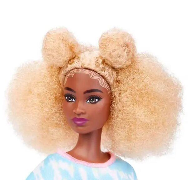 Lelle Mattel - Barbie Fashionistas Blonde Doll Afro With Side Puffs And Tie-Dye Romper / from Assort cena un informācija | Rotaļlietas meitenēm | 220.lv