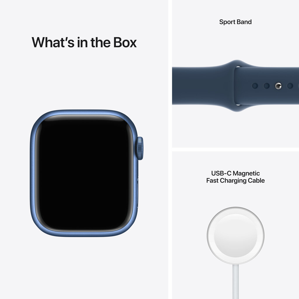 Apple Watch Series 7 GPS + Cellular, 41mm Blue Aluminium Case with Abyss Blue Sport Band - Regular цена и информация | Viedpulksteņi (smartwatch) | 220.lv