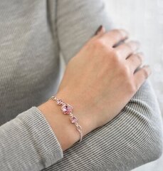 Evolution Group Sudraba rokassprādze ar Swarovski Lt. Roze 33112.1 cena un informācija | Rokassprādzes | 220.lv