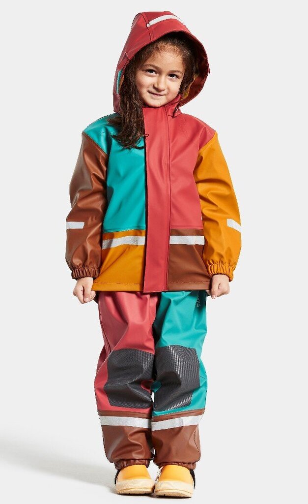 Didriksons bērnu siltais gumijas komplekts BOARDMAN, tumši rozā-zaļā krāsā 140 907159997 цена и информация | Lietus apģērbs bērniem | 220.lv