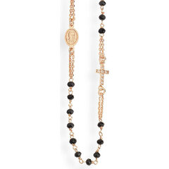 Amen Элегантное позолоченное колье с черными кристаллами Rosary CRORNZ3 цена и информация | Украшения на шею | 220.lv