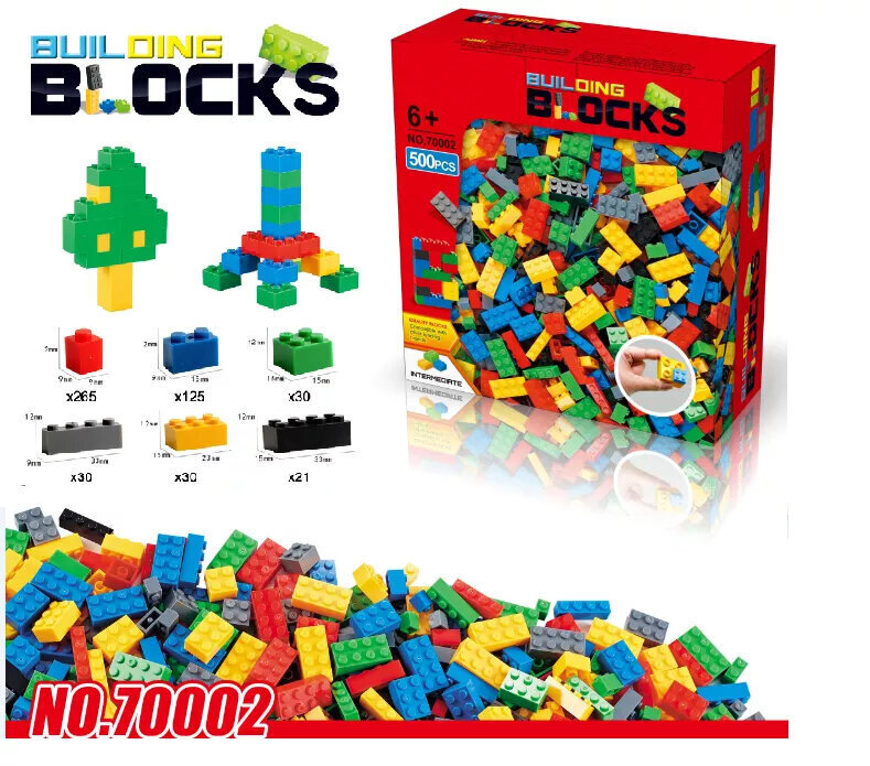 Lego tipa krāsainie celtniecības bloki (Building Blocks-Bricks) 500 gab. . cena un informācija | Konstruktori | 220.lv