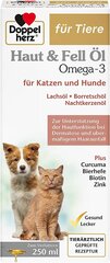 Doppel Herz Haut & Fell Öl Omega-3 kaķiem un suņiem - lai atbalstītu ādas darbību dermatozes un pārmērīga matu izkrišana - 250 ml cena un informācija | Vitamīni, uztura bagātinātāji, pretparazītu līdzekļi suņiem | 220.lv