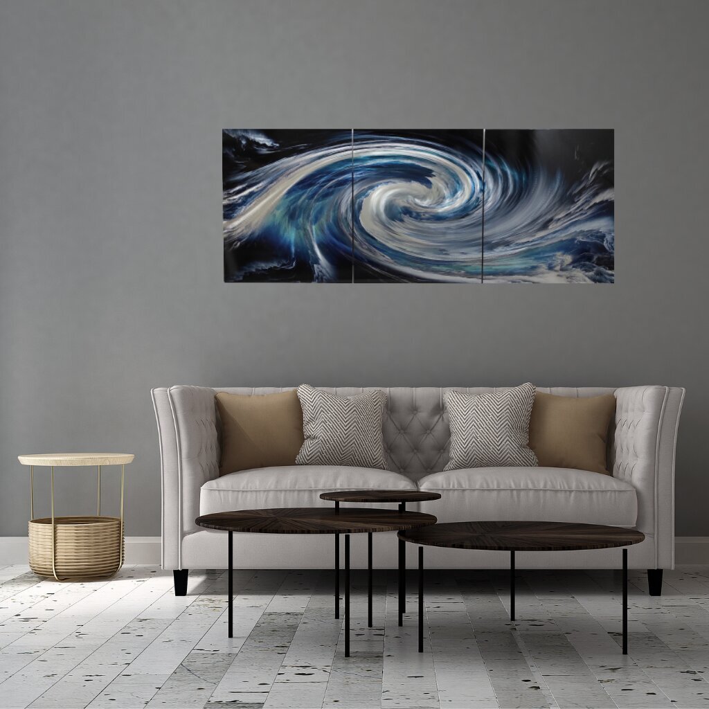 Ar rokām veidots metāla gleznas triptihs Storm 150x60 cm cena un informācija | Gleznas | 220.lv