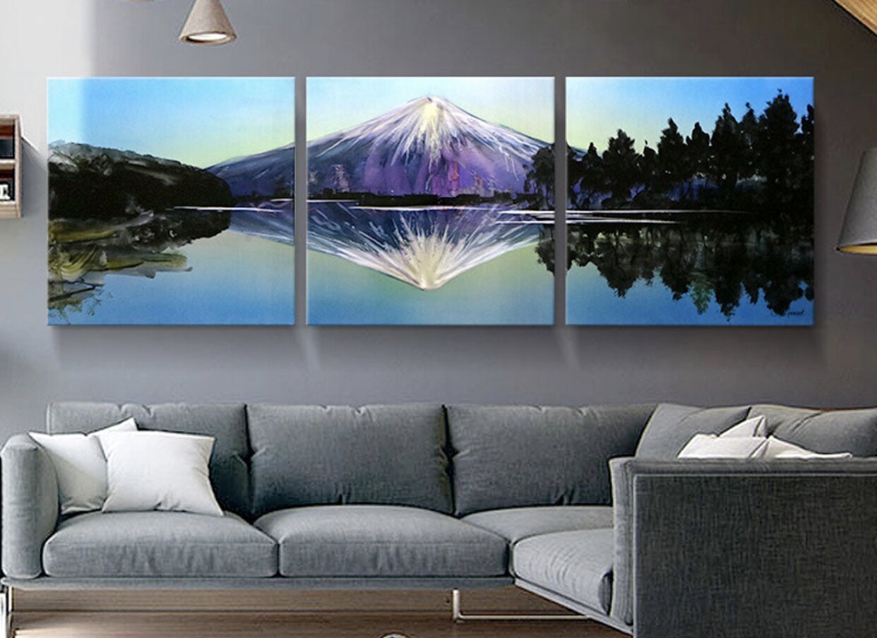 Ar rokām veidots metāla gleznas triptihs Snow Peak 180x60 cm cena un informācija | Gleznas | 220.lv