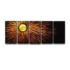 Ar rokām veidots 5 daļu metāla gleznas poliptihs Red Sun II 150x60 cm cena un informācija | Gleznas | 220.lv