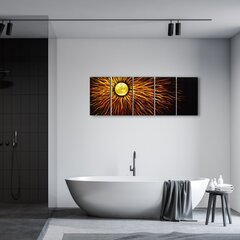 Ar rokām veidots 5 daļu metāla gleznas poliptihs Red Sun II 150x60 cm cena un informācija | Gleznas | 220.lv