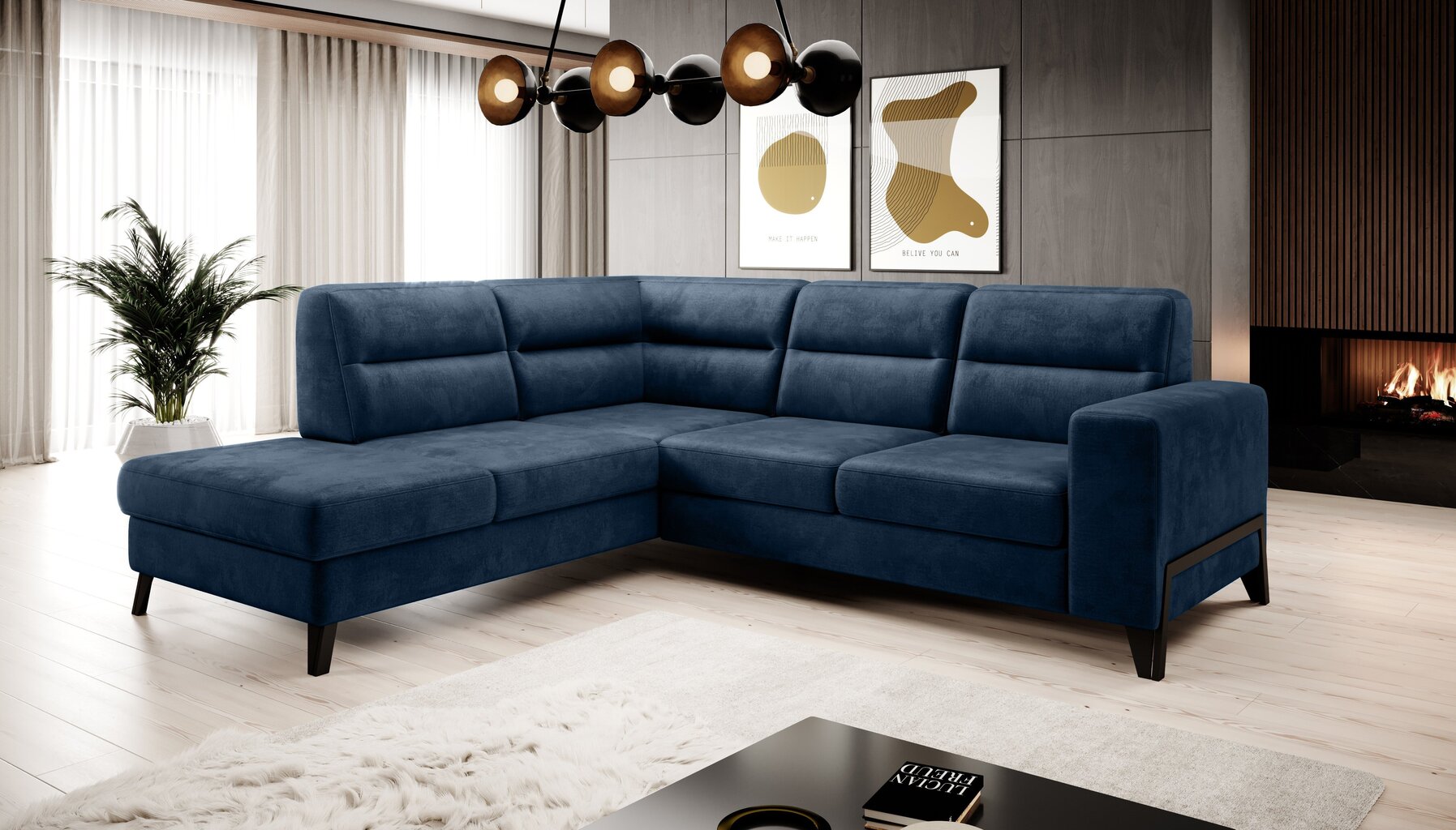 Stūra dīvāns NORE Casara, zils cena un informācija | Stūra dīvāni | 220.lv