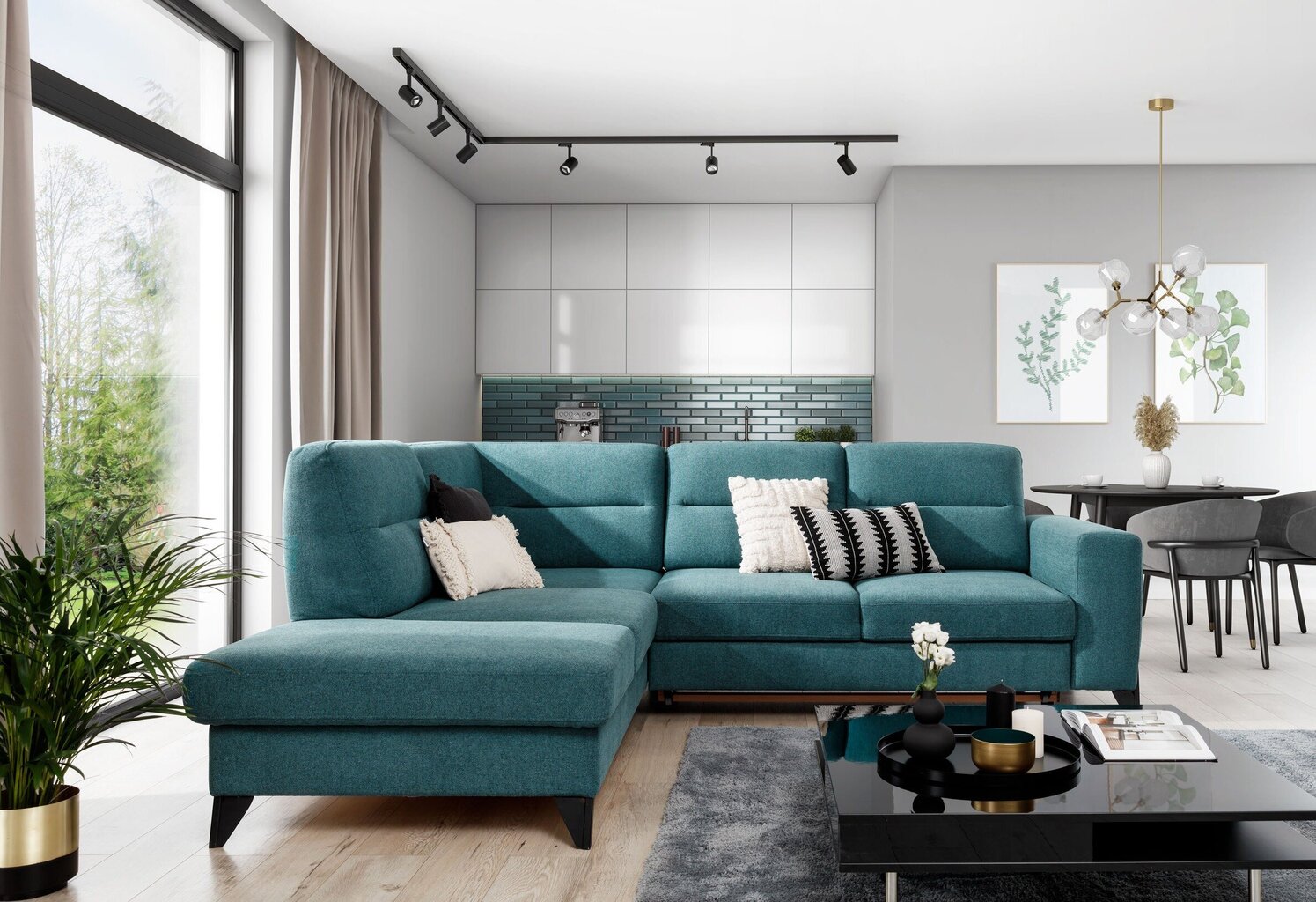 Stūra dīvāns NORE Casara, zils cena un informācija | Stūra dīvāni | 220.lv