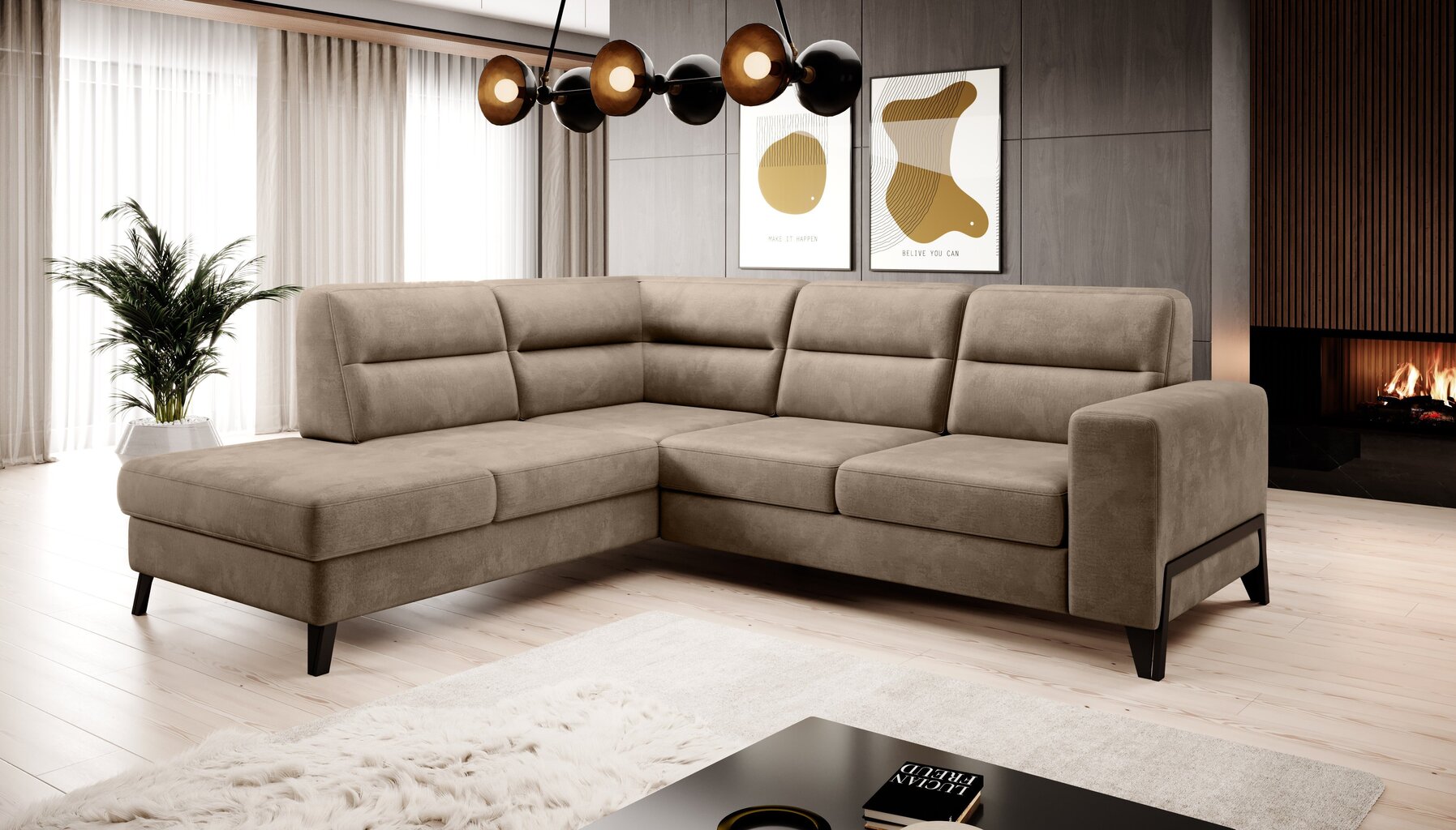 Stūra dīvāns NORE Casara, brūns cena un informācija | Stūra dīvāni | 220.lv