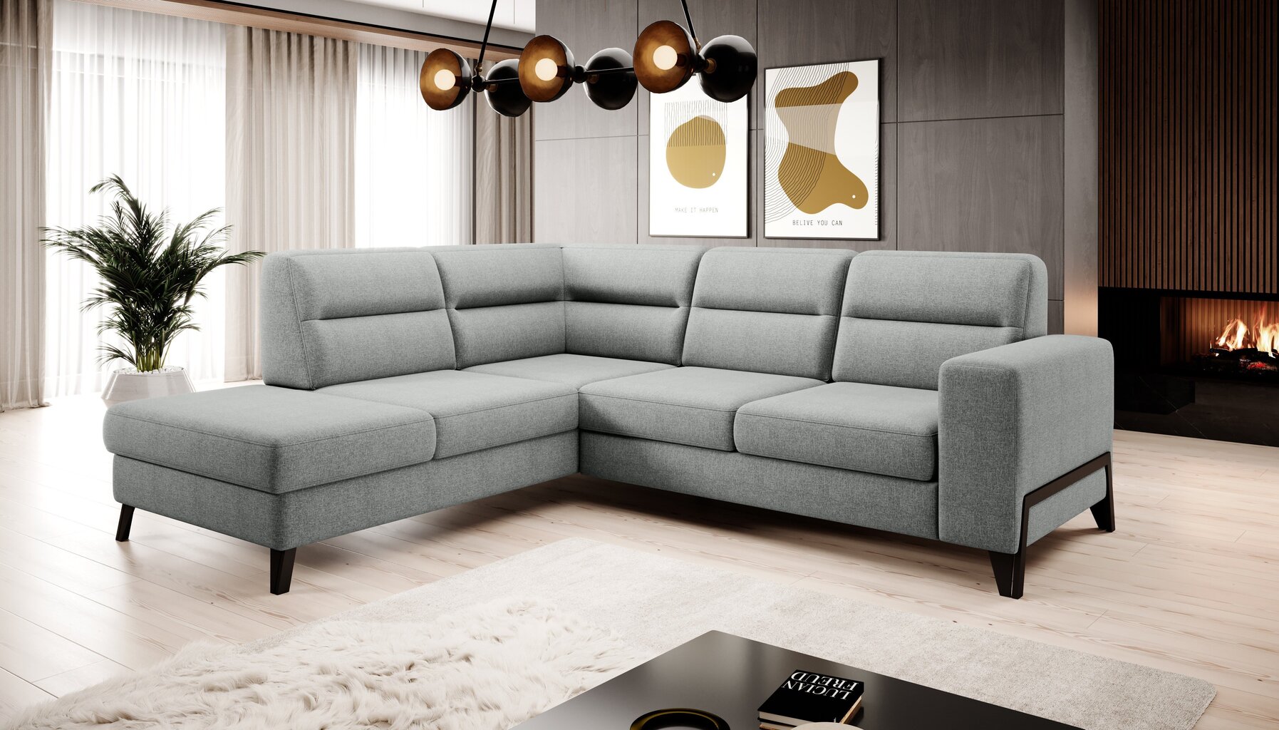 Stūra dīvāns NORE, pelēks cena un informācija | Stūra dīvāni | 220.lv