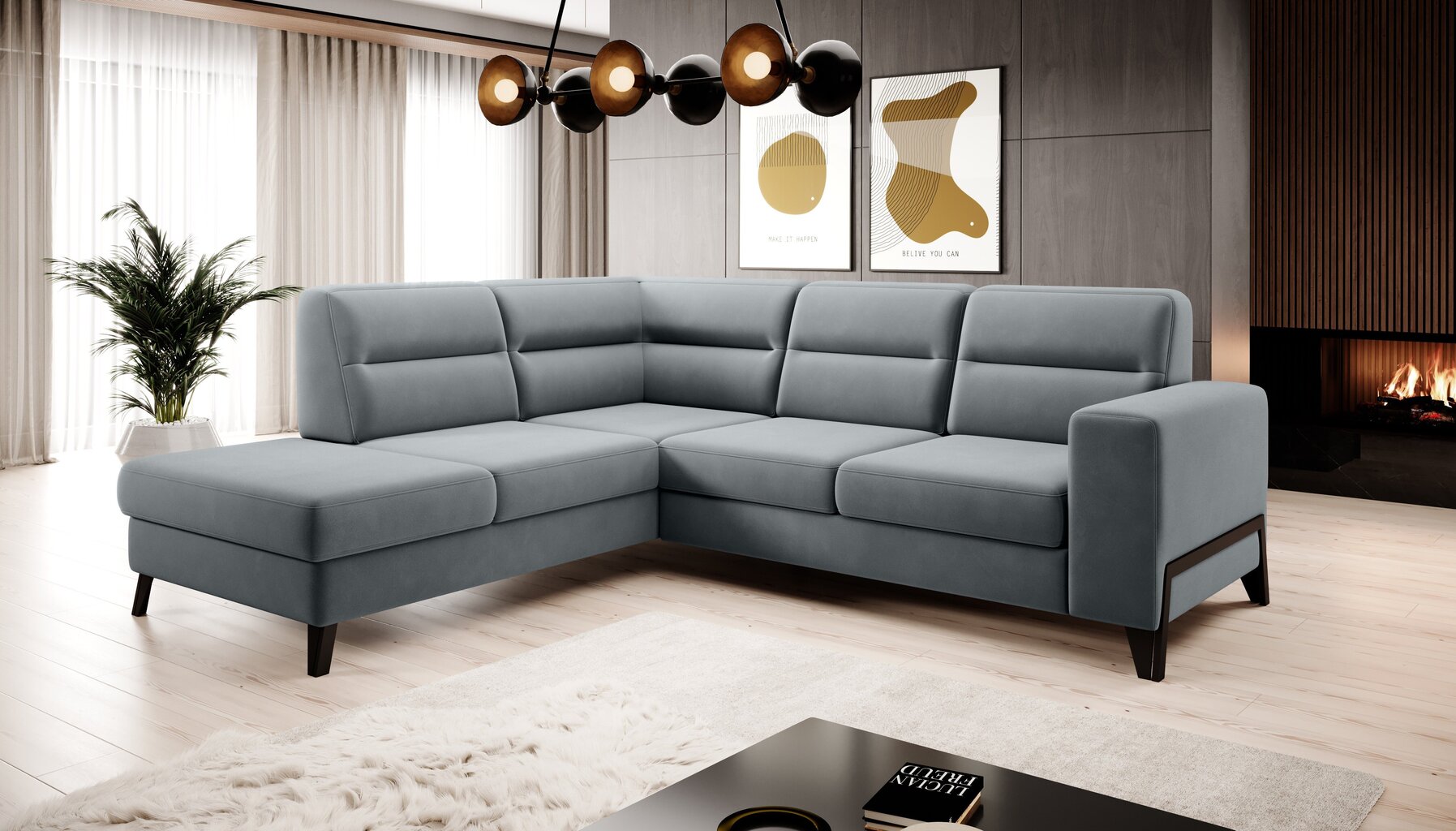 Stūra dīvāns NORE, pelēks cena un informācija | Stūra dīvāni | 220.lv