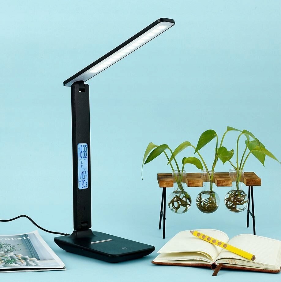 Daudzfunkcionāla galda lampa ar termometru cena un informācija | Galda lampas | 220.lv