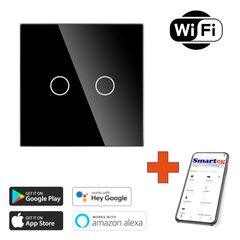 Skarienjūtīgs smart slēdzis 2 gang Wi-Fi цена и информация | Электрические выключатели, розетки | 220.lv