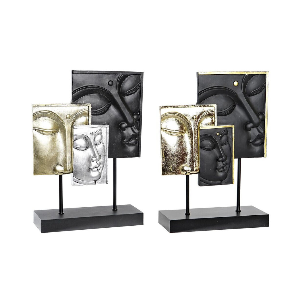 Dekoratīvās figūriņas DKD Home Decor Melns Bronza Buda MDF Sveķi (22,5 x 8 x 30,7 cm) (2 gb.) cena un informācija | Interjera priekšmeti | 220.lv