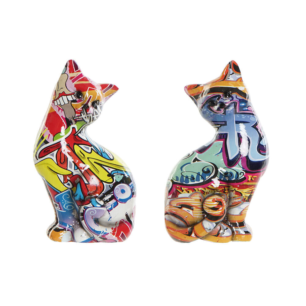 Dekoratīvās figūriņas DKD Home Decor Sveķi Kaķis (10 x 7 x 17 cm) (2 pcs) cena un informācija | Interjera priekšmeti | 220.lv
