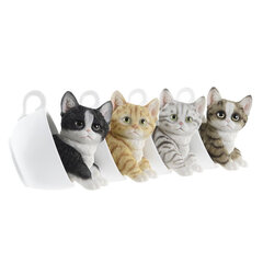 Dekoratīvās figūriņas DKD Home Decor Tasītes Sveķi Daudzkrāsains Mazs kaķis Shabby Chic (13,5 x 10 x 11,5 cm) (4 gb.) cena un informācija | Interjera priekšmeti | 220.lv