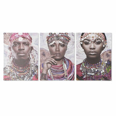 Glezna DKD Home Decor Canvas Koks MDF Āfrikas sieviete (3 pcs) (50 x 1.8 x 70 cm) цена и информация | Картины | 220.lv