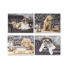 Картина DKD Home Decor, Полотно, Деревянный MDF, Пёс (4 шт.) (40 x 1.8 x 30 cm) цена и информация | Картины | 220.lv