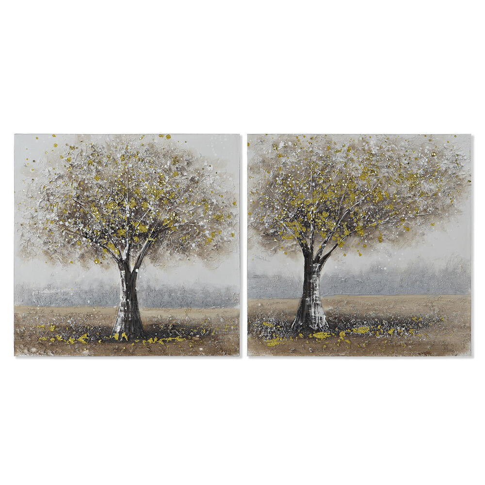 Glezna DKD Home Decor Koks (50 x 2,5 x 50 cm) (2 gb.) cena un informācija | Gleznas | 220.lv