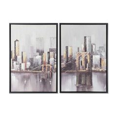 Glezna DKD Home Decor New York (43 x 3,5 x 63 cm) (2 gb.) cena un informācija | Gleznas | 220.lv