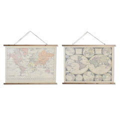 Glezna DKD Home Decor Pasaules Karte (100 x 2 x 75 cm) (2 gb.) cena un informācija | Gleznas | 220.lv