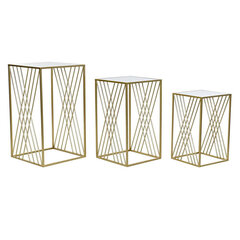 Komplekts ar 3 galdiņiem DKD Home Decor spogulis Bronza Metāls (3 pcs) (40 x 40 x 70 cm) cena un informācija | Žurnālgaldiņi | 220.lv