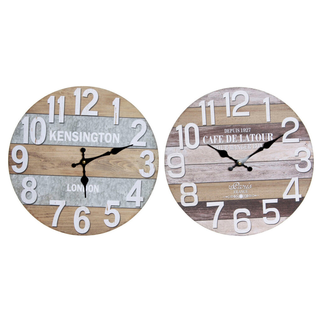 Sienas pulkstenis DKD Home Decor Cottage Koks MDF (2 pcs) (34 x 4 x 34 cm) cena un informācija | Pulksteņi | 220.lv