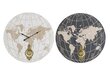 Sienas pulkstenis DKD Home Decor Melns Bēšs Metāls MDF Pasaules Karte (58 x 8 x 58 cm) цена и информация | Pulksteņi | 220.lv