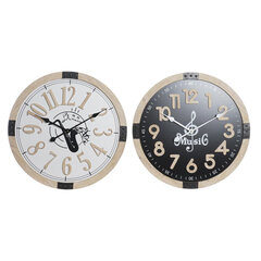 Sienas pulkstenis DKD Home Decor Melns MDF Balts (60 x 4,5 x 60 cm) cena un informācija | Pulksteņi | 220.lv