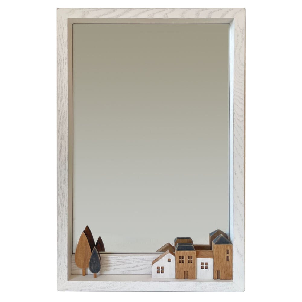 Sienas spogulis DKD Home Decor Koks Balts Mājas (36 x 4 x 60 cm) cena un informācija | Spoguļi | 220.lv